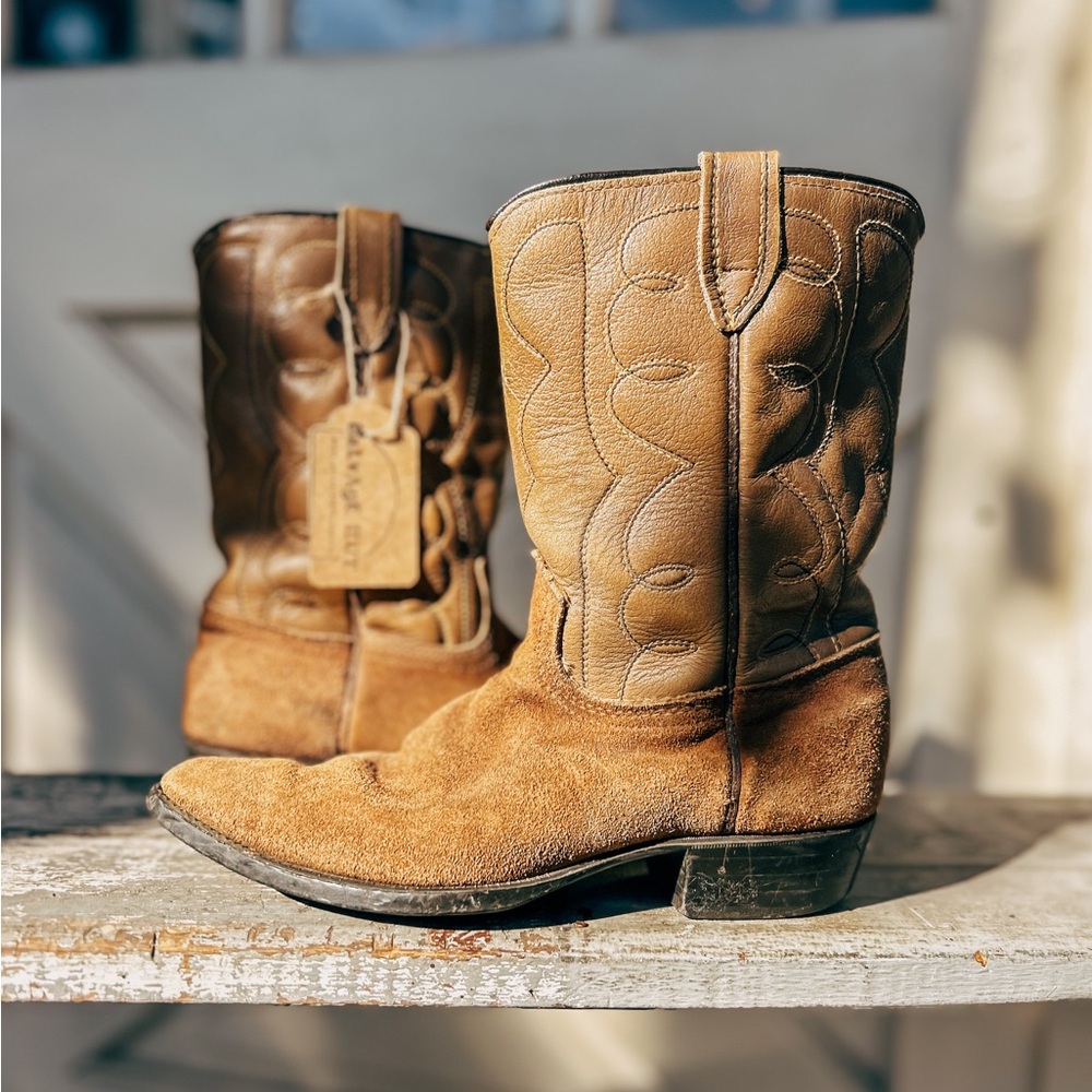 Vintage Brown Leather Cowboy Boots